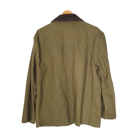 Wyeth Jacey Barn Jacket Chore Coat Army Green Corduroy Trim Full Zip Size Large - Picture 4 of 12